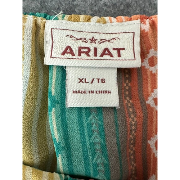 Ariat Howdy Print Striped Tank Top XL Western Boho Hippie Cowgirl Rodeo - Picture 3 of 10